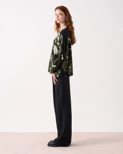Absolut Cashmere Camille Print<DAMES V-Hals|100% Kasjmier