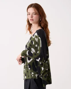 Absolut Cashmere Camille Print<DAMES V-Hals|100% Kasjmier