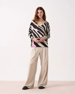 Absolut Cashmere Camille Print<DAMES V-Hals|100% Kasjmier
