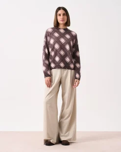 Absolut Cashmere Clarke<DAMES Ronde Hals|Geborsteld Kasjmier