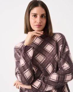 Absolut Cashmere Clarke<DAMES Ronde Hals|Geborsteld Kasjmier