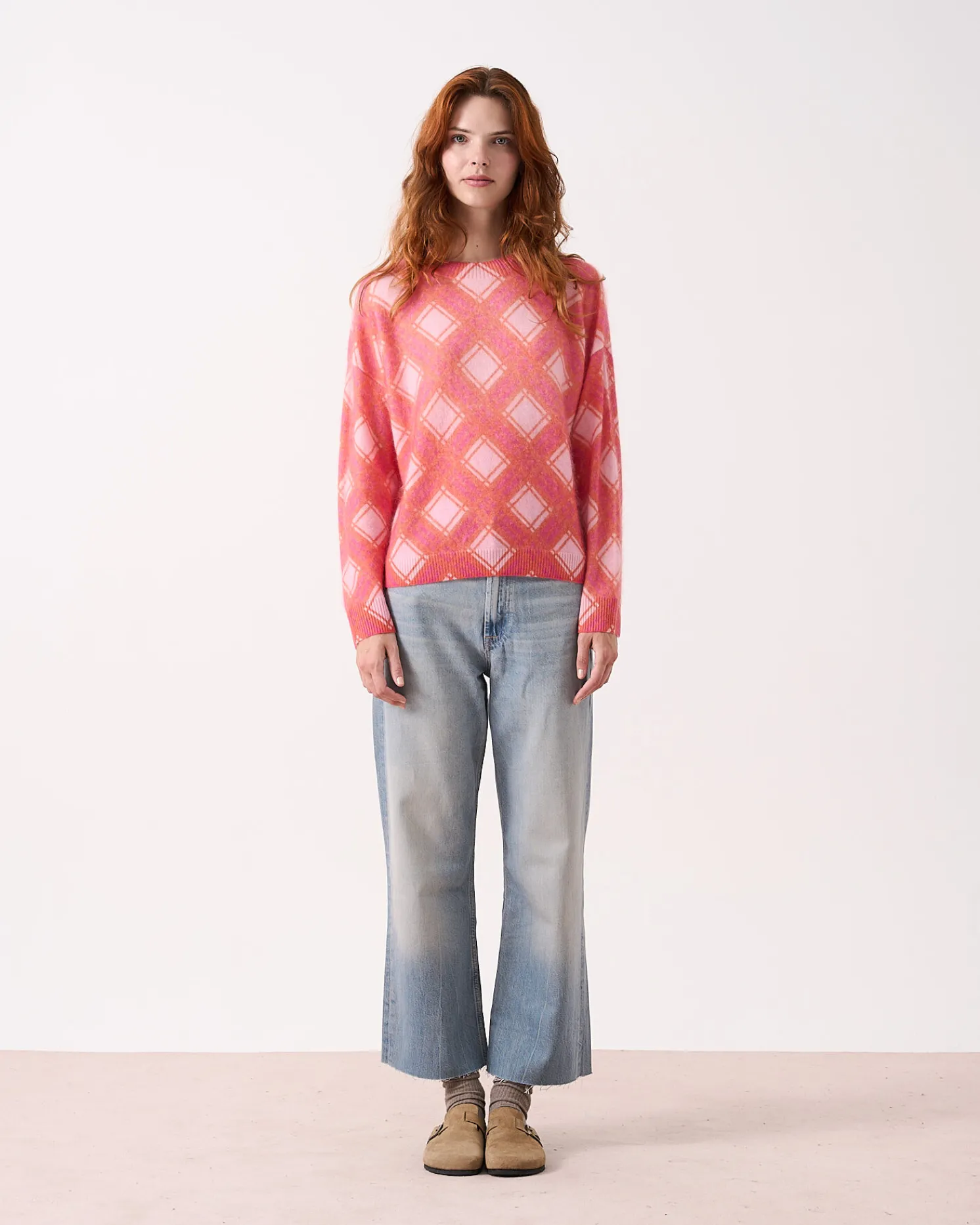 Absolut Cashmere Clarke<DAMES Ronde Hals|Geborsteld Kasjmier
