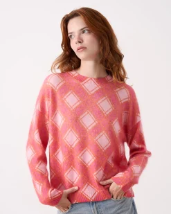 Absolut Cashmere Clarke<DAMES Ronde Hals|Geborsteld Kasjmier
