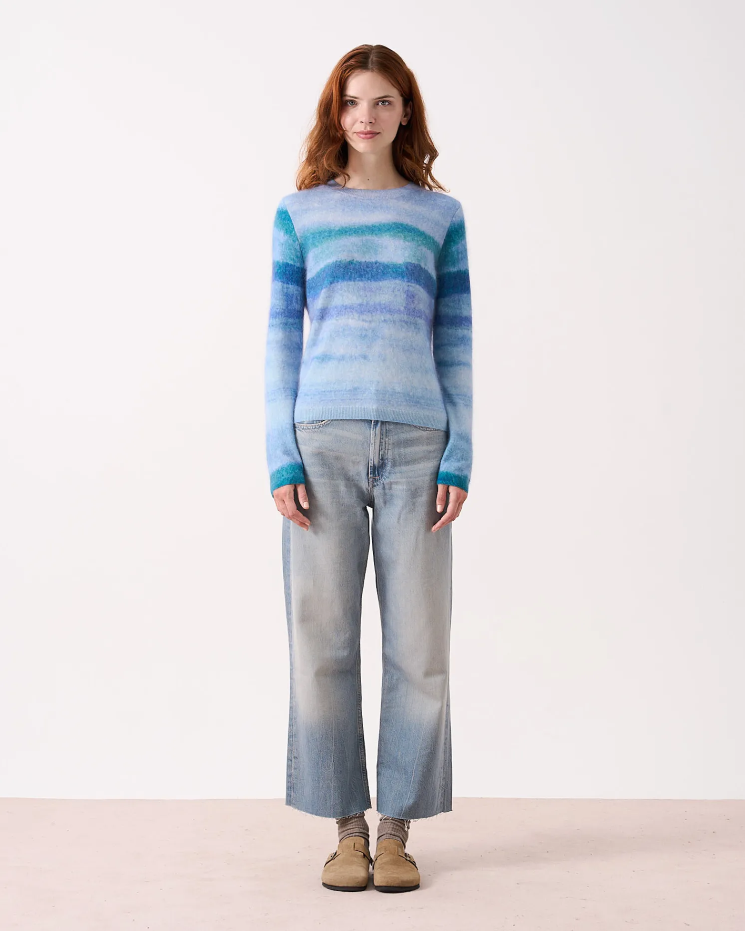 Absolut Cashmere Roise<DAMES Ronde Hals|Geborsteld Kasjmier