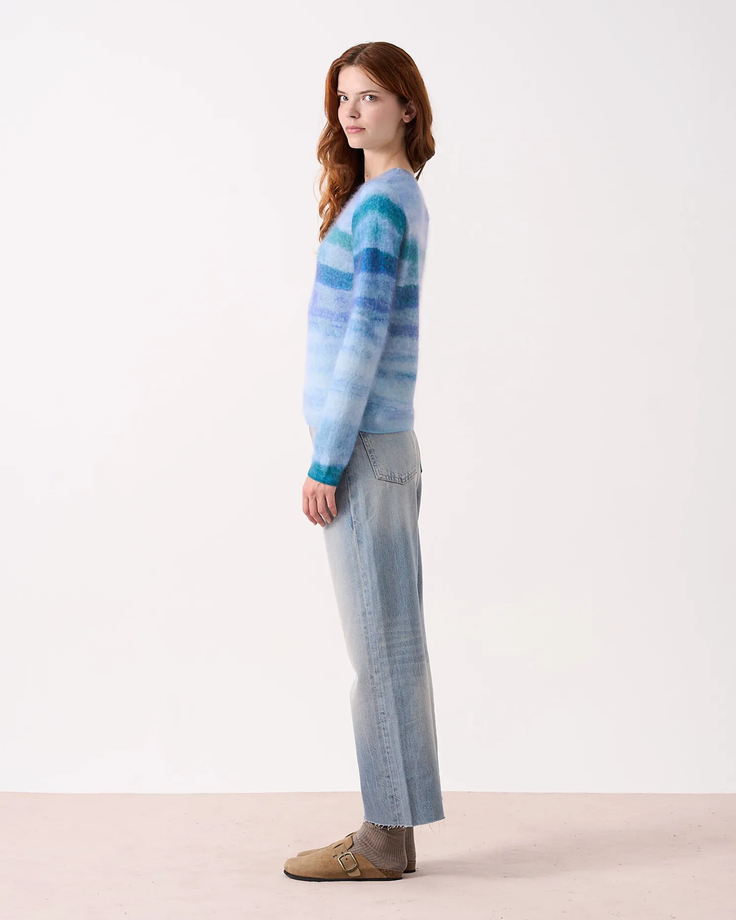 Absolut Cashmere Roise<DAMES Ronde Hals|Geborsteld Kasjmier