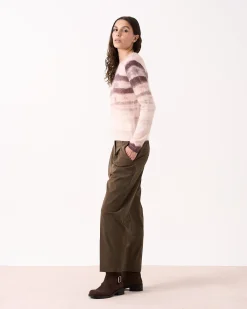 Absolut Cashmere Roise<DAMES Ronde Hals|Geborsteld Kasjmier