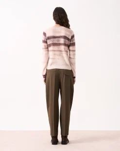 Absolut Cashmere Roise<DAMES Ronde Hals|Geborsteld Kasjmier