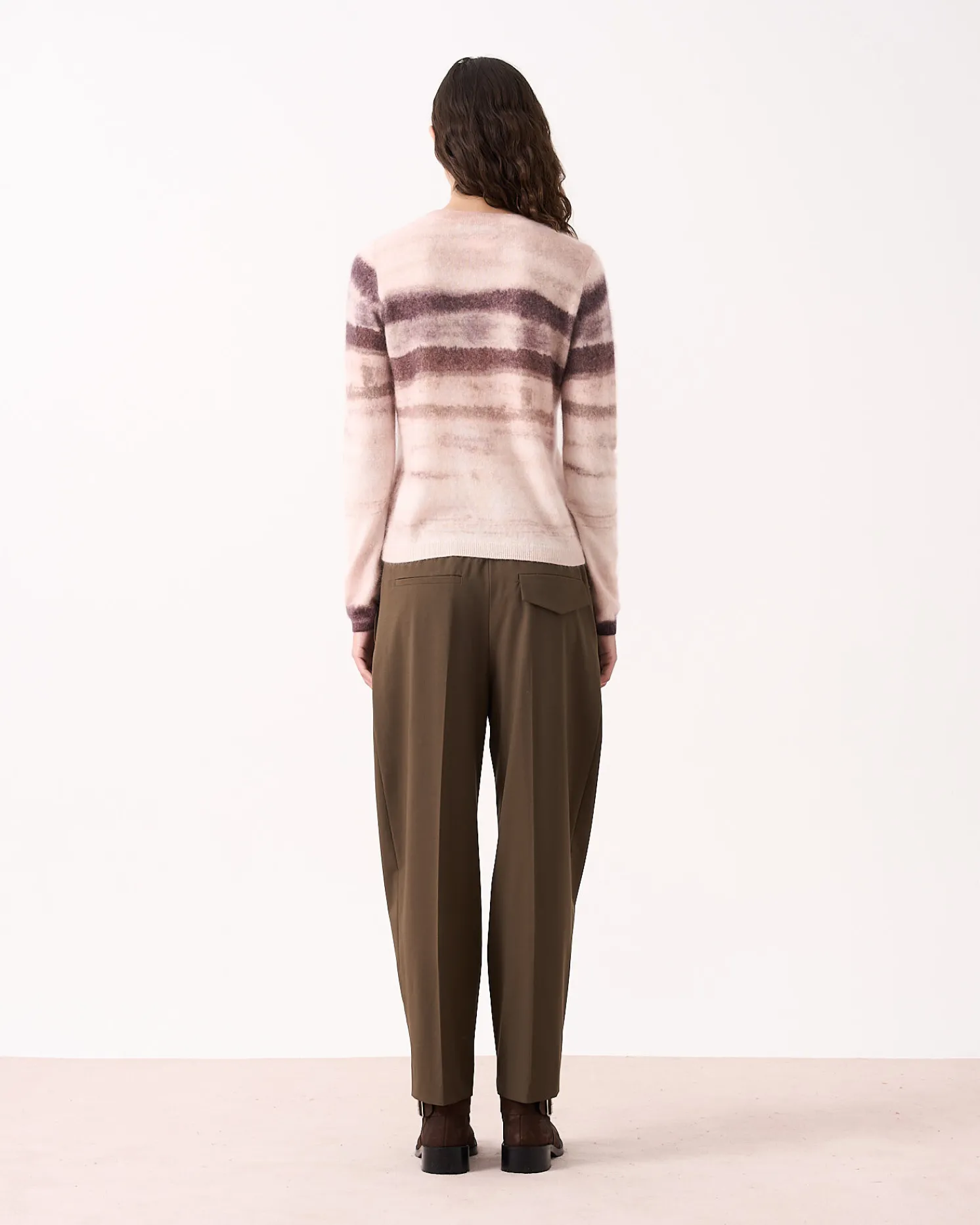 Absolut Cashmere Roise<DAMES Ronde Hals|Geborsteld Kasjmier