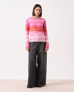 Absolut Cashmere Roise<DAMES Ronde Hals|Geborsteld Kasjmier