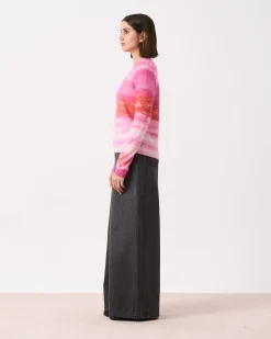 Absolut Cashmere Roise<DAMES Ronde Hals|Geborsteld Kasjmier