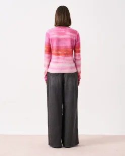 Absolut Cashmere Roise<DAMES Ronde Hals|Geborsteld Kasjmier
